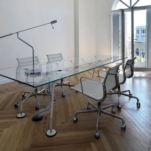 Mesa de reunião contemporânea - NOMOS SYSTEM - TECNO - em vidro temperado / metálica / em laminado