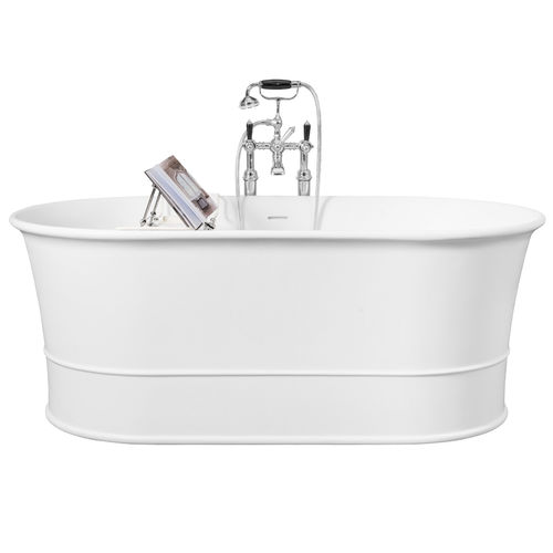 Banheira oval - JACQUELINE - GENTRY HOME - freestanding / em compósito de quartzo / branca