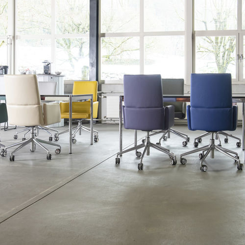 Cadeira de escritório contemporânea - DS-414 - de Sede AG - para ambiente interno / em cromo / em couro