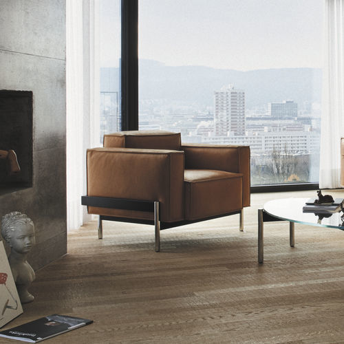 Poltrona contemporânea - DS-21 QUBIC - de Sede AG - em couro / em tecido / metálica
