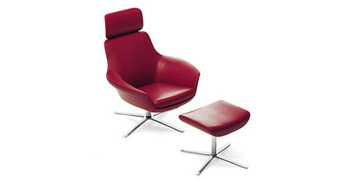 Poltrona contemporânea - OSCAR - Walter Knoll - em couro sintético / com apoio para pés / com base em estrela