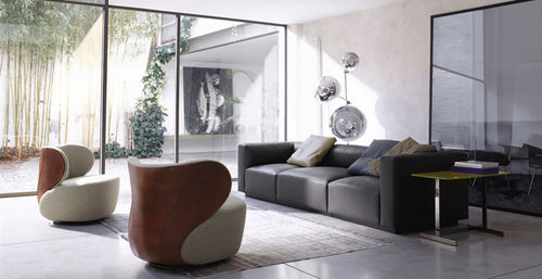 Poltrona baixa contemporânea - BAO - Walter Knoll - em couro / em tecido