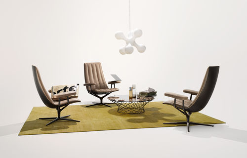 Poltrona contemporânea - HEALEY LOUNGE - Walter Knoll - em couro / com apoio para pés / ajustável