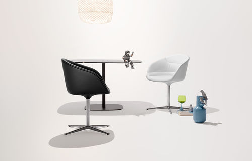 Cadeira para interlocutor contemporânea - KYO - Walter Knoll - em couro / giratória / da linha comercial