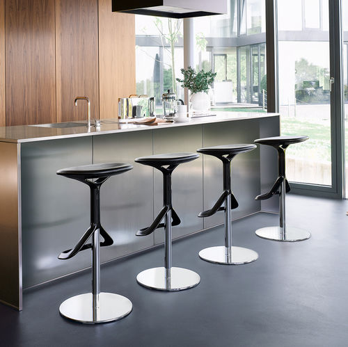 Banqueta alta contemporânea - LOX - Walter Knoll - com base em aço / giratória