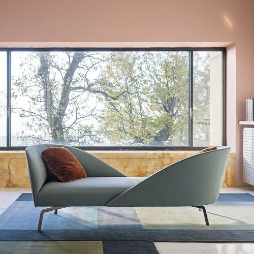Divã contemporâneo - FACE TO FACE - Tacchini - em tecido / em couro / metálico