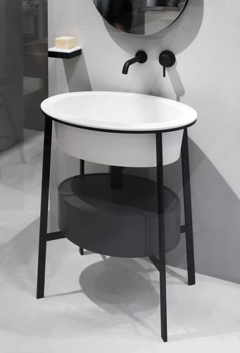 Gabinete de banheiro de piso - CATINO OVALE - TALCO  MATT BLACK  CEMENTO - Ceramica Cielo - em cerâmica / contemporâneo / sem portas