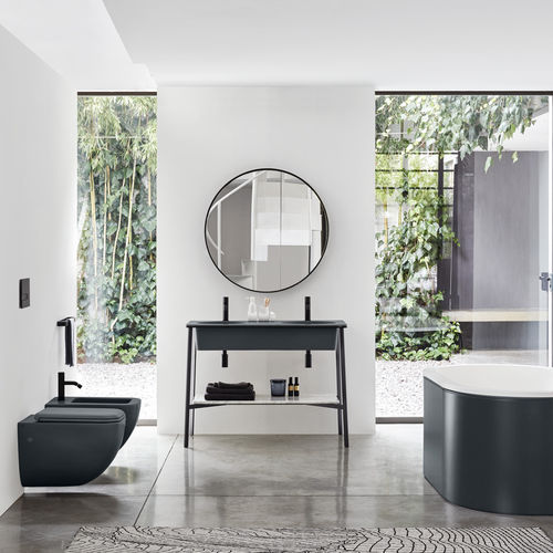 Gabinete de banheiro duplo - CATINO DOPPIO - BASALTO  MATT BLACK - Ceramica Cielo - de piso / em madeira / em cerâmica