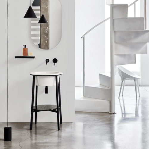 Gabinete de banheiro de piso - CATINO TONDO - TALCO  MATT BLACK  MARMO NERO MARQUINA - Ceramica Cielo - em cerâmica / em mármore / contemporâneo