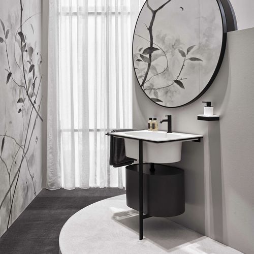 Gabinete de banheiro de piso - KYROS - TALCO  MATT BLACK  BASALTO - Ceramica Cielo - em madeira / em cerâmica / metálico