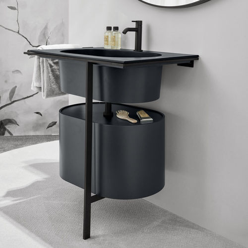 Gabinete de banheiro de piso - KYROS - BASALTO  MATT BLACK - Ceramica Cielo - em madeira laqueada / em cerâmica / metálico