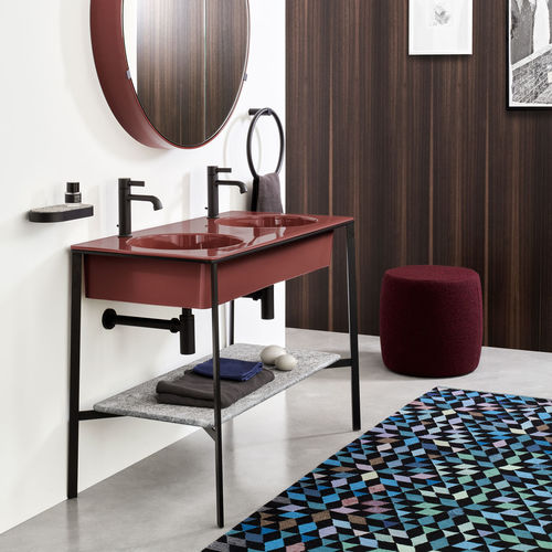 Gabinete de banheiro duplo - CATINO DOPPIO - CORALLO  MATT BLACK  AZUL NOCHE - Ceramica Cielo - de piso / em cerâmica / metálico