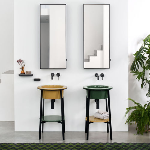 Gabinete de banheiro de piso - CATINO TONDO - ANEMONE  ALGA  MATT BLACK - Ceramica Cielo - em cerâmica / metálico / contemporâneo