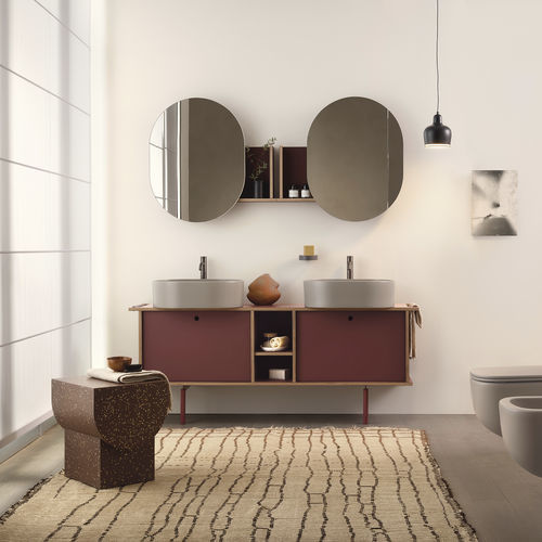 Gabinete de banheiro duplo - THEO 175 - AVENA/CARMINIO - Ceramica Cielo - de piso / em cerâmica / metálico