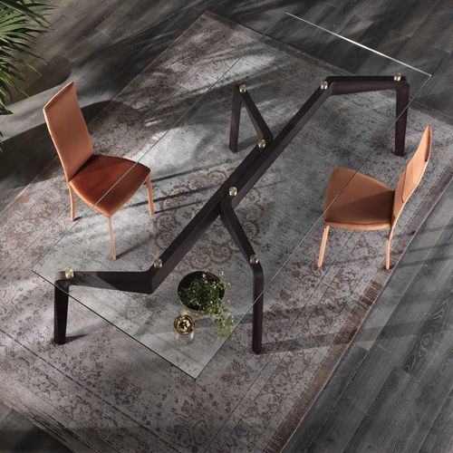 Cadeira contemporânea - LUNA FLEX  - Riflessi - para ambiente interno / em couro / com base em aço