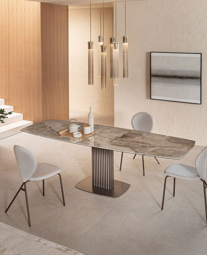 Mesa contemporânea - SABINO - Riflessi - em cerâmica / com base metálica / retangular