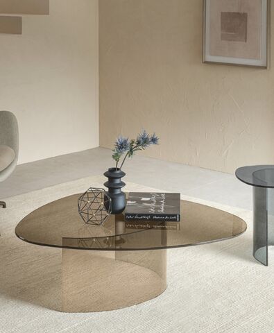 Mesa de centro minimalista - CRYSTAL  - Riflessi - em cristal / com base em cristal / da linha residencial
