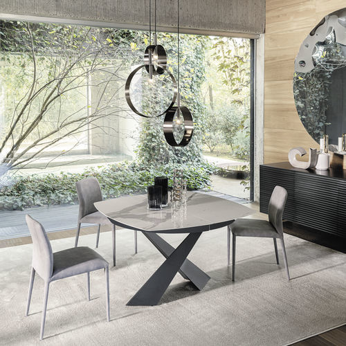 Mesa contemporânea - LIVING - Riflessi - em madeira / em cerâmica / com base metálica