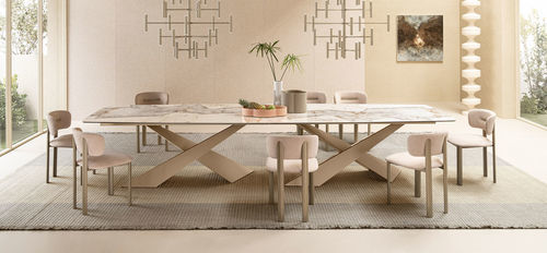 Mesa de jantar contemporânea - LIVING PIANO EXTRALARGE - Riflessi - em metal pintado / em cerâmica / com base metálica