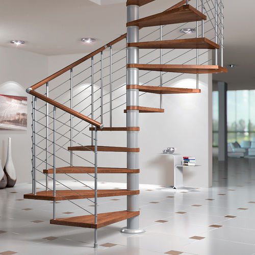 Escada em caracol quadrada - SILVER - Mobirolo - com degraus em madeira / com estrutura metálica / contemporânea