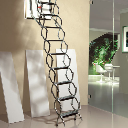 Escada retrátil de sótão - ZX ISO - Mobirolo - fole / em alumínio / da linha residencial