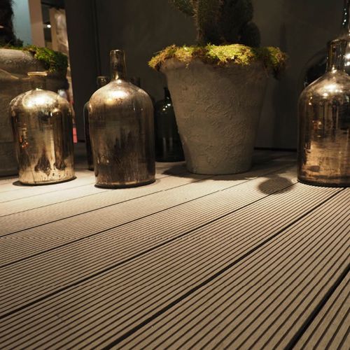 Tábua de deck em madeira plástica - CEMENTO - SKEMA - efeito de madeira / 100% reciclável