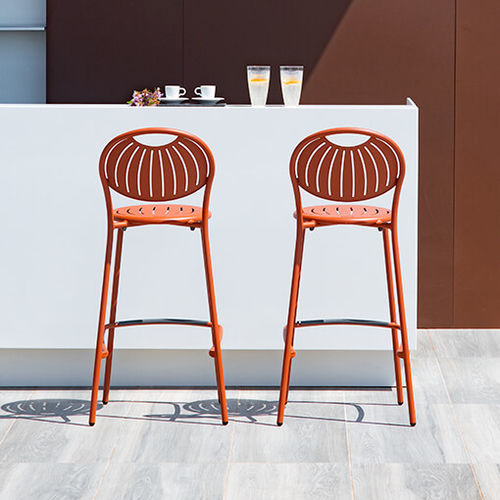 Cadeira alta contemporânea - Coupole - EMU - para ambiente externo / em aço / com base em aço