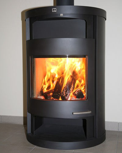 Salamandra a lenha - BOLZANO - M-Design - 9 kW / contemporânea / em aço inoxidável