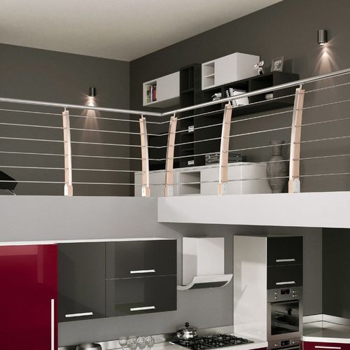 Guarda-corpo em aço inoxidável - ARC 100 RX - SK SYSTEME - em faia / com barras / para ambiente interno