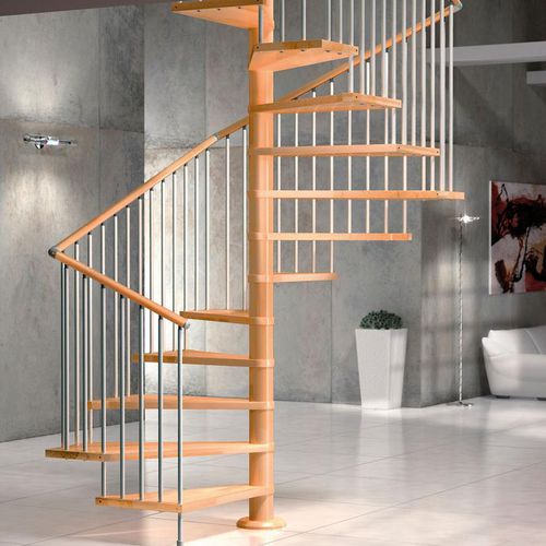 Escada em caracol quadrada - VIP Q - SK SYSTEME - com degraus em madeira / com estrutura em madeira / contemporânea