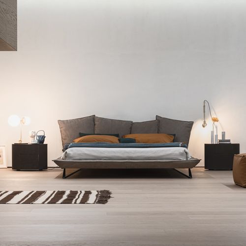 Cama de casal - DON - cierre - contemporânea / estofada / com cabeceira