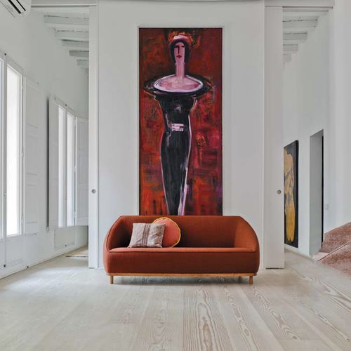 Sofá contemporâneo - SUMO - SANCAL - em tecido / bege / laranja