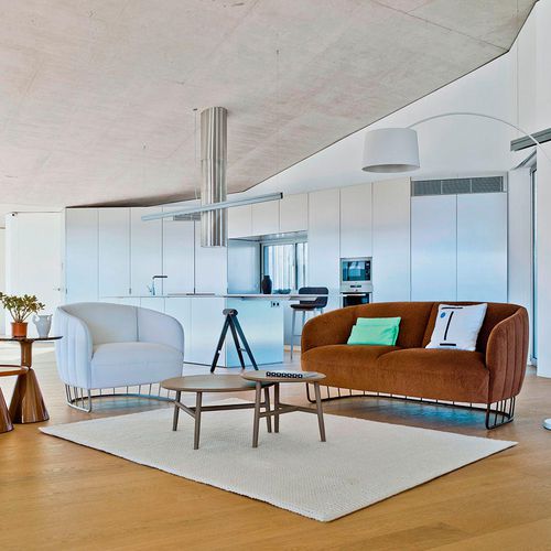 Sofá contemporâneo - TONELLA - SANCAL - em tecido / em couro / marrom