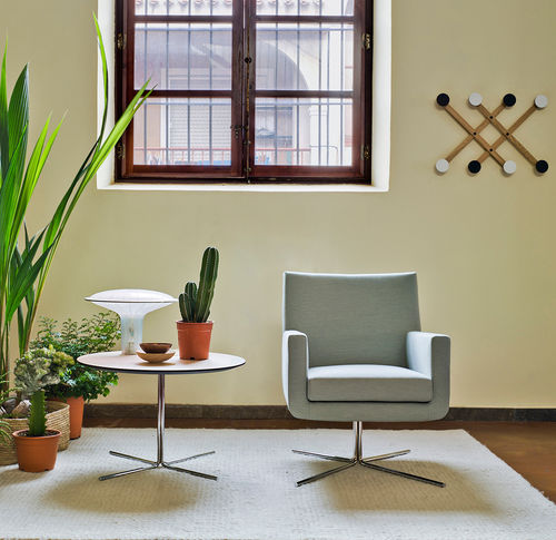 Poltrona contemporânea - MOSS - SANCAL - em tecido / preta / cinza
