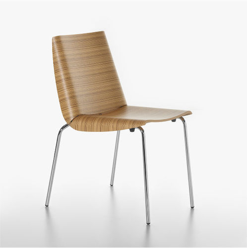 Cadeira contemporânea - MILLEFOGLIE - PLANK - para ambiente interno / em compensado moldado / com base em metal cromado