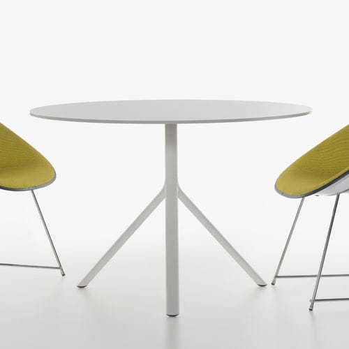 Mesa contemporânea - MIURA - PLANK - em HPL / com base em alumínio / redonda
