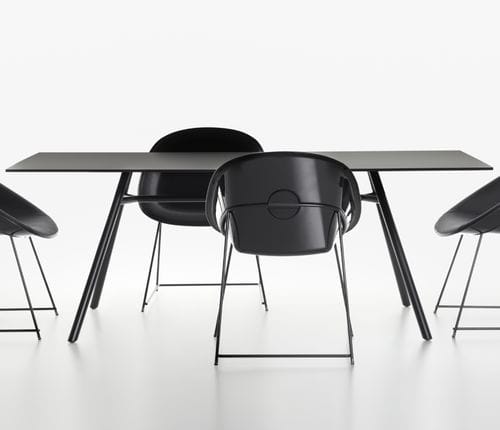 Mesa contemporânea - MART - PLANK - em madeira de freixo / em HPL / com base em alumínio