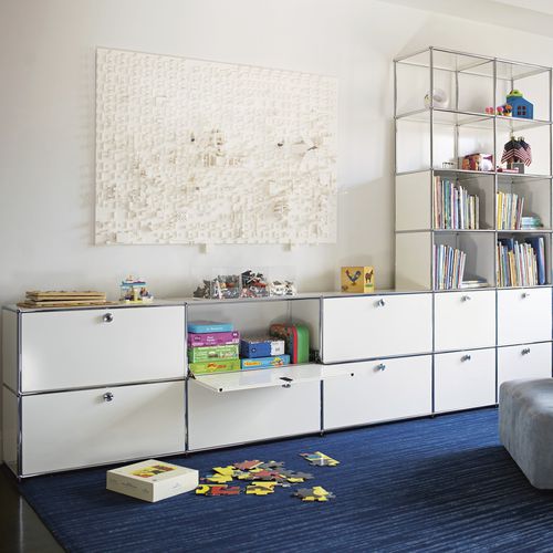 Buffet aparador contemporâneo - USM Haller - USM Modular Furniture - metálico / com prateleiras / sob medida