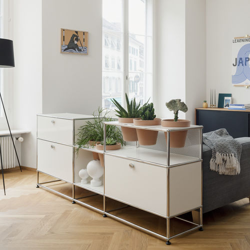 Buffet aparador contemporâneo - World of Plants for USM Haller - USM Modular Furniture - metálico / com prateleiras / modular