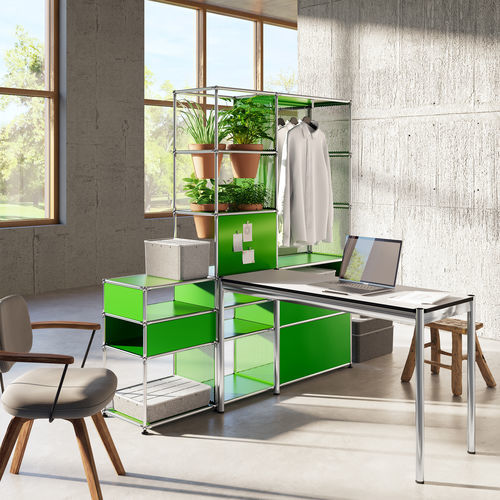 Mesa contemporânea - USM Haller - USM Modular Furniture - em laminado / com base metálica / retangular