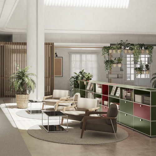 Livreiro modular - USM Haller - USM Modular Furniture - baixo / para separação de ambientes / contemporâneo