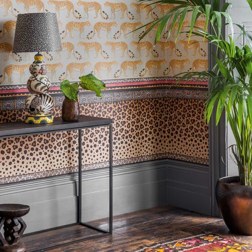 Friso de papel de parede contemporâneo - Zulu - Cole&Son - em tecido / com padrão de pele animal / branco