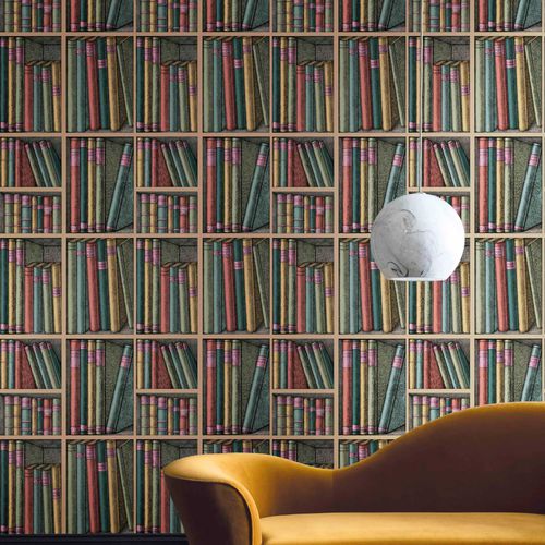 Papel de parede clássico - Ex Libris - Cole&Son - em tecido / biblioteca / multicores