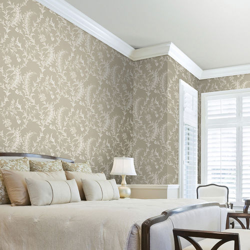 Papel de parede clássico - Ludlow - Cole&Son - em tecido / com natureza / branco