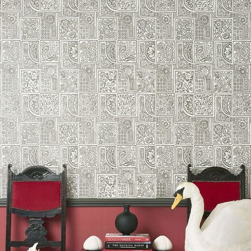 Papel de parede contemporâneo - Bellini - Cole&Son - padrão damasco / branco / azul