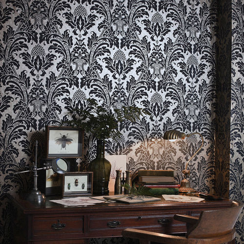 Papel de parede de estilo - Blake - Cole&Son - em tecido / padrão damasco / branco