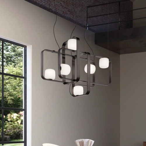 Lustre contemporâneo - GROOVE - Vistosi - em vidro / metálico / para 6 lâmpadas