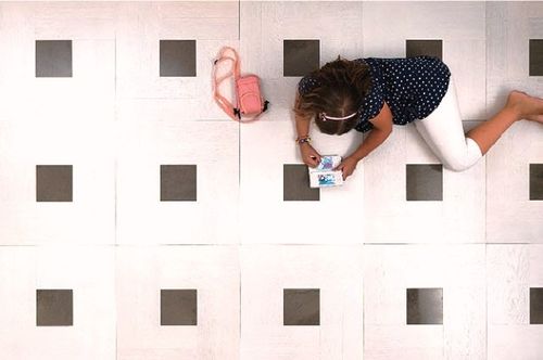 Piso maciço - DIAMOND SATIN - WHITE OAK - PARQUET IN - com incrustações em mármore / pintado / colado