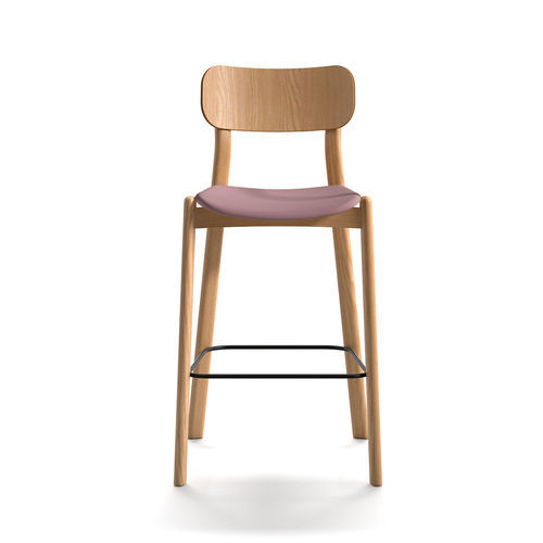 Cadeira alta contemporânea - Kiyumi Wood ST + Fixed cushion - arrmet - para ambiente interno / em tecido / em madeira de freixo