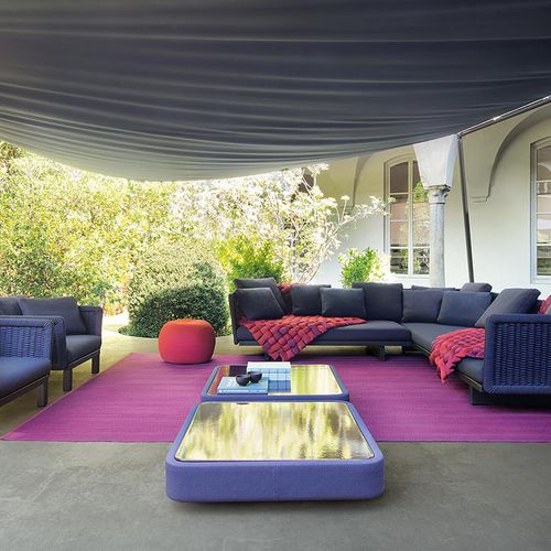 Mesa de centro contemporânea - COVE - PAOLA LENTI - em alumínio / em pedra / em corda